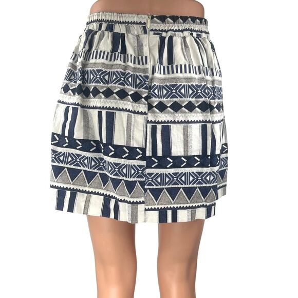 The Shew Women's Navy White Geometric Print Zipper Mini A-line Skirt Size S - Picture 3 of 4